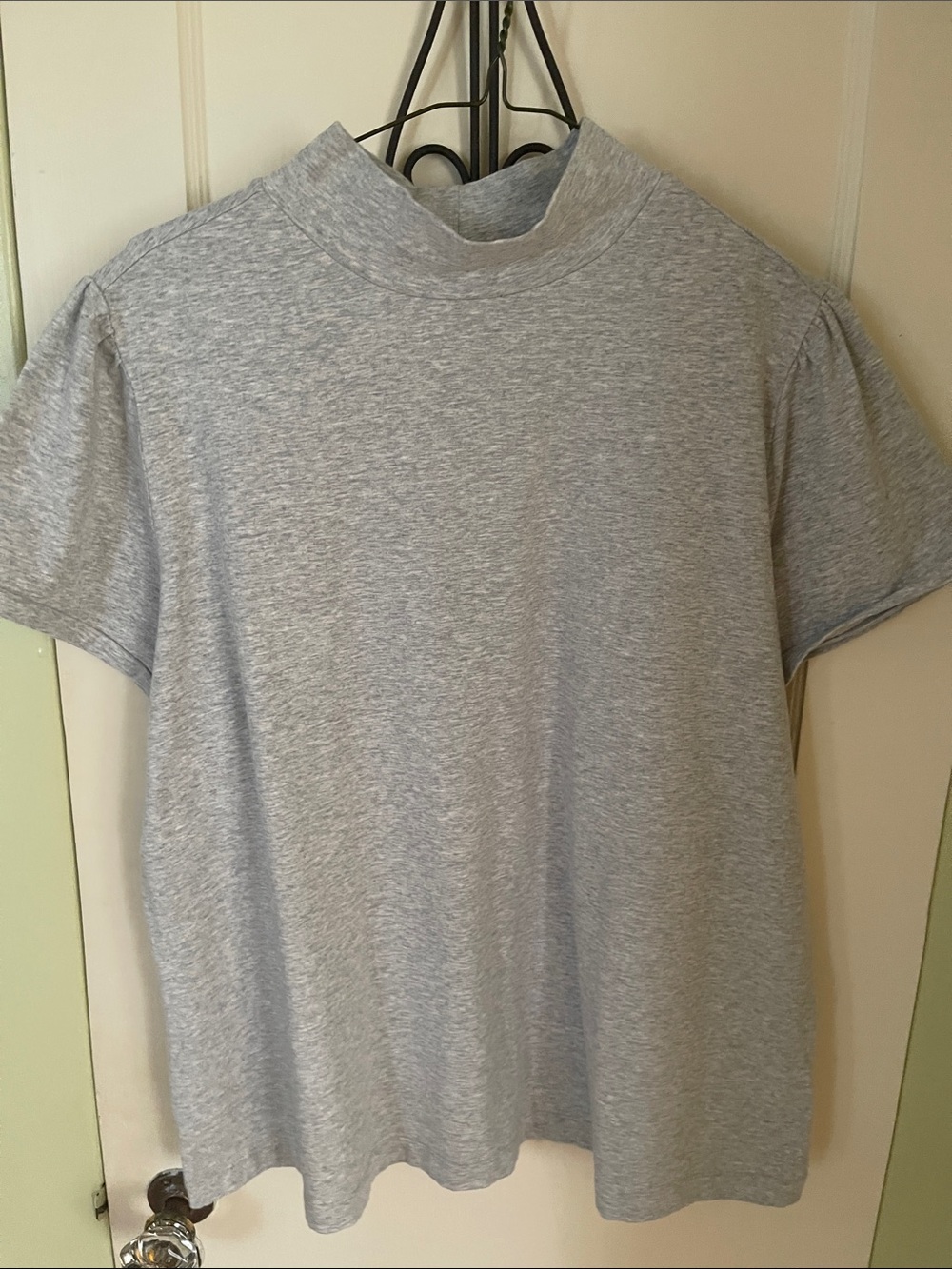 Women's Plus Size Grey Mock Neck Short Sleeve Shirt
